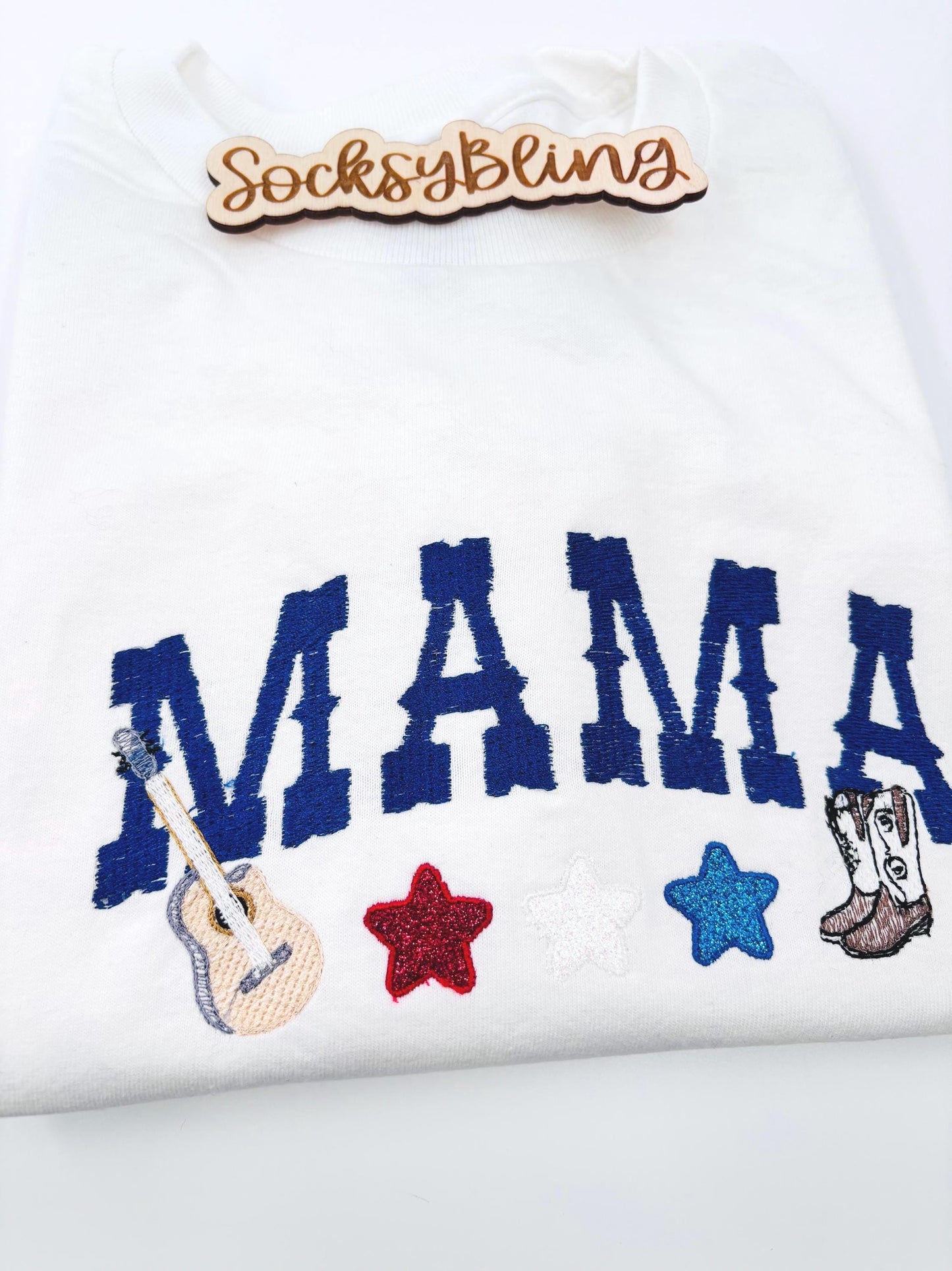 Embroidered Mama Country Shirt| 4th of July Celebration| Western Sketch Mama Tee| Mothers Day Gift