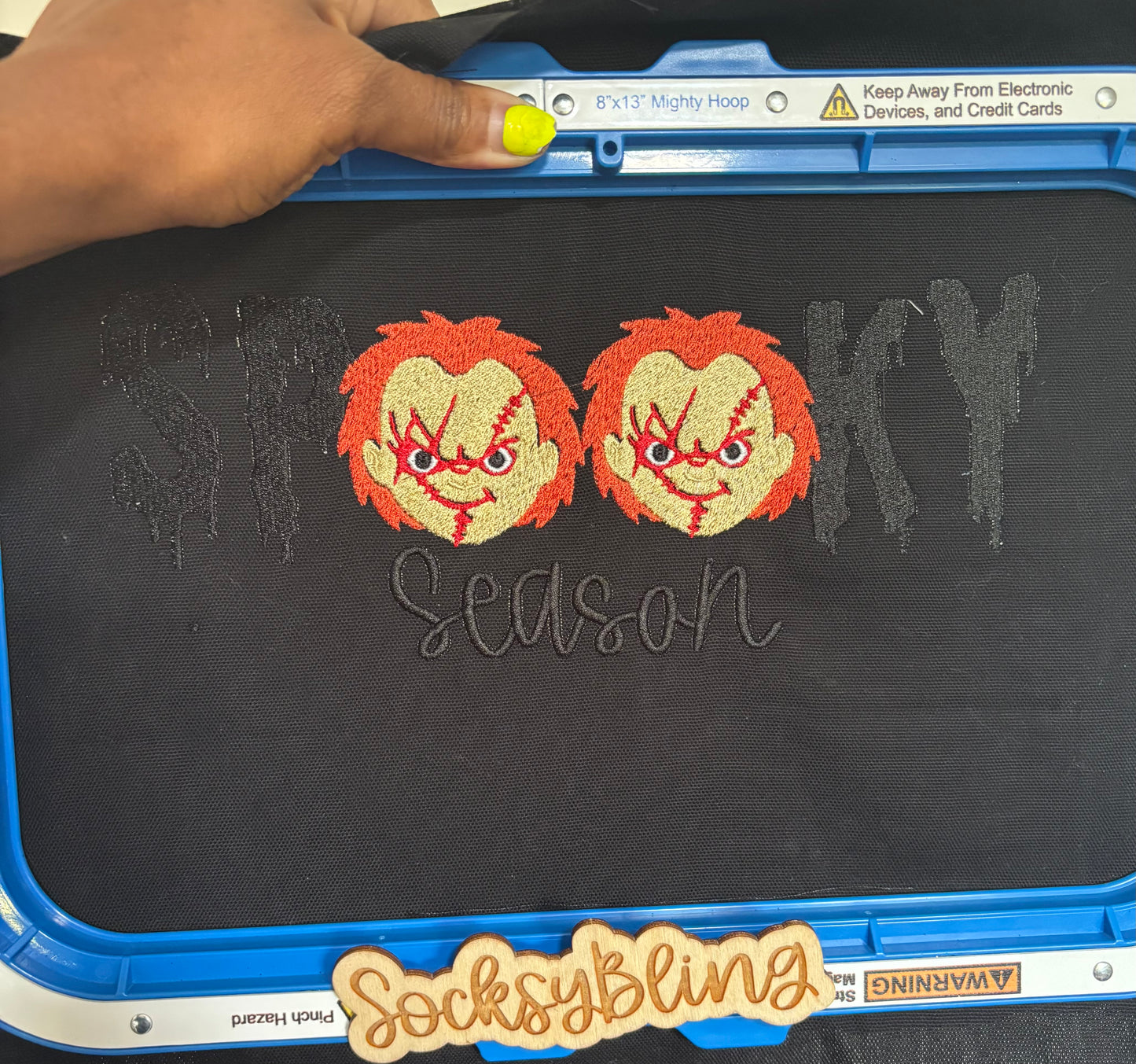 Spooky Season "Wanna Play?" Embroidered Glow In the Dark Horror Sweatshirt