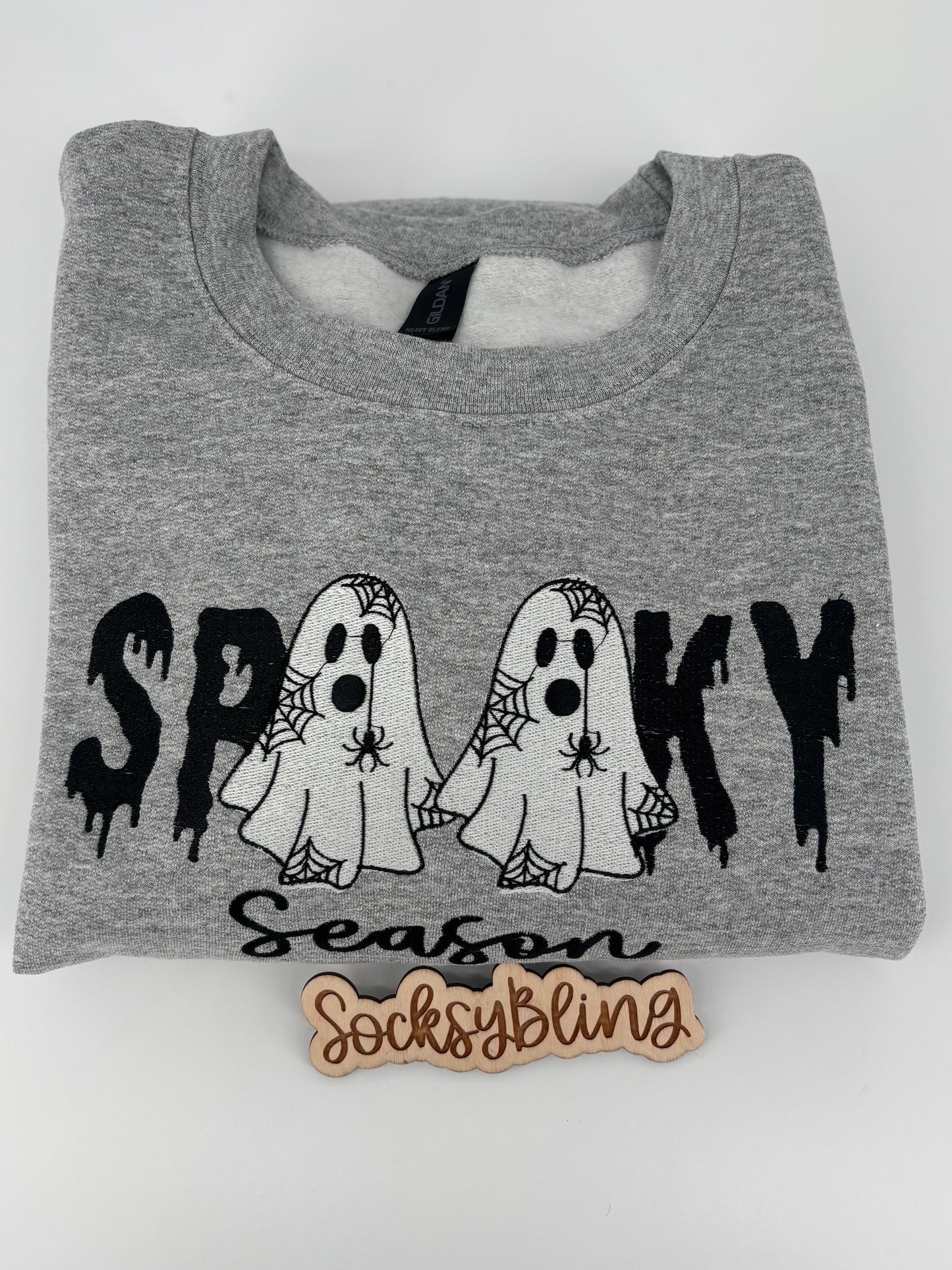 Spooky Season Ghost Embroidered Crewneck| Glow In The Dark
