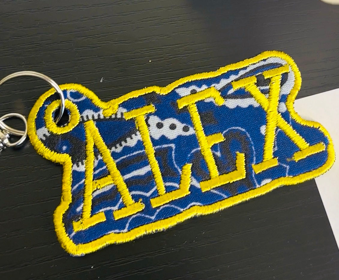 Custom Embroidered Bandana Name Tag Keychain