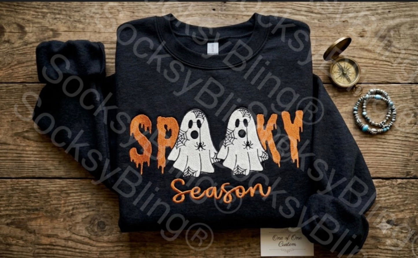 Spooky Season Ghost Embroidered Crewneck| Glow In The Dark