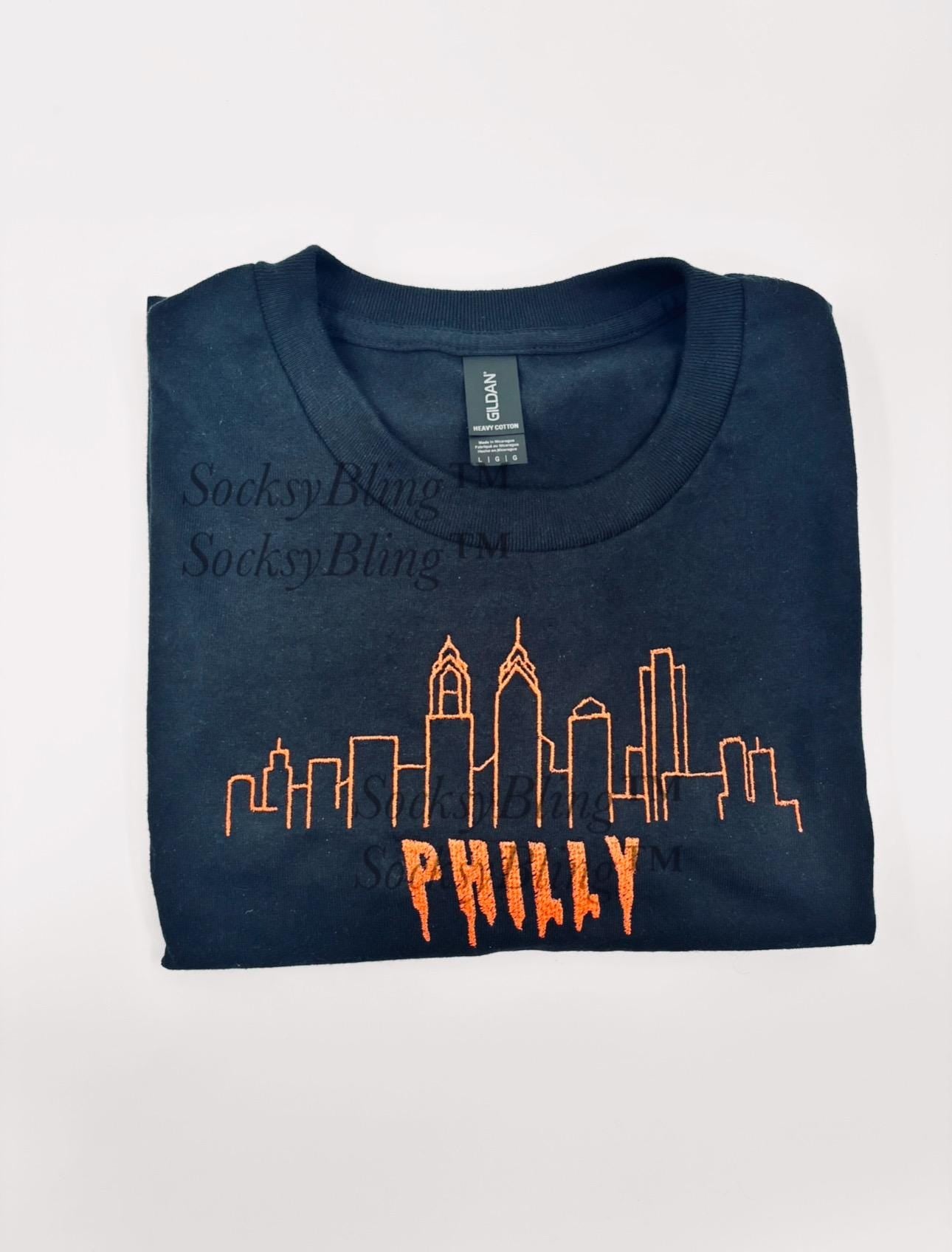Embroidered Philly Skyline Shirt| Philly Drip Tee| Philadelphia Crewneck| Custom Streetwear Tee