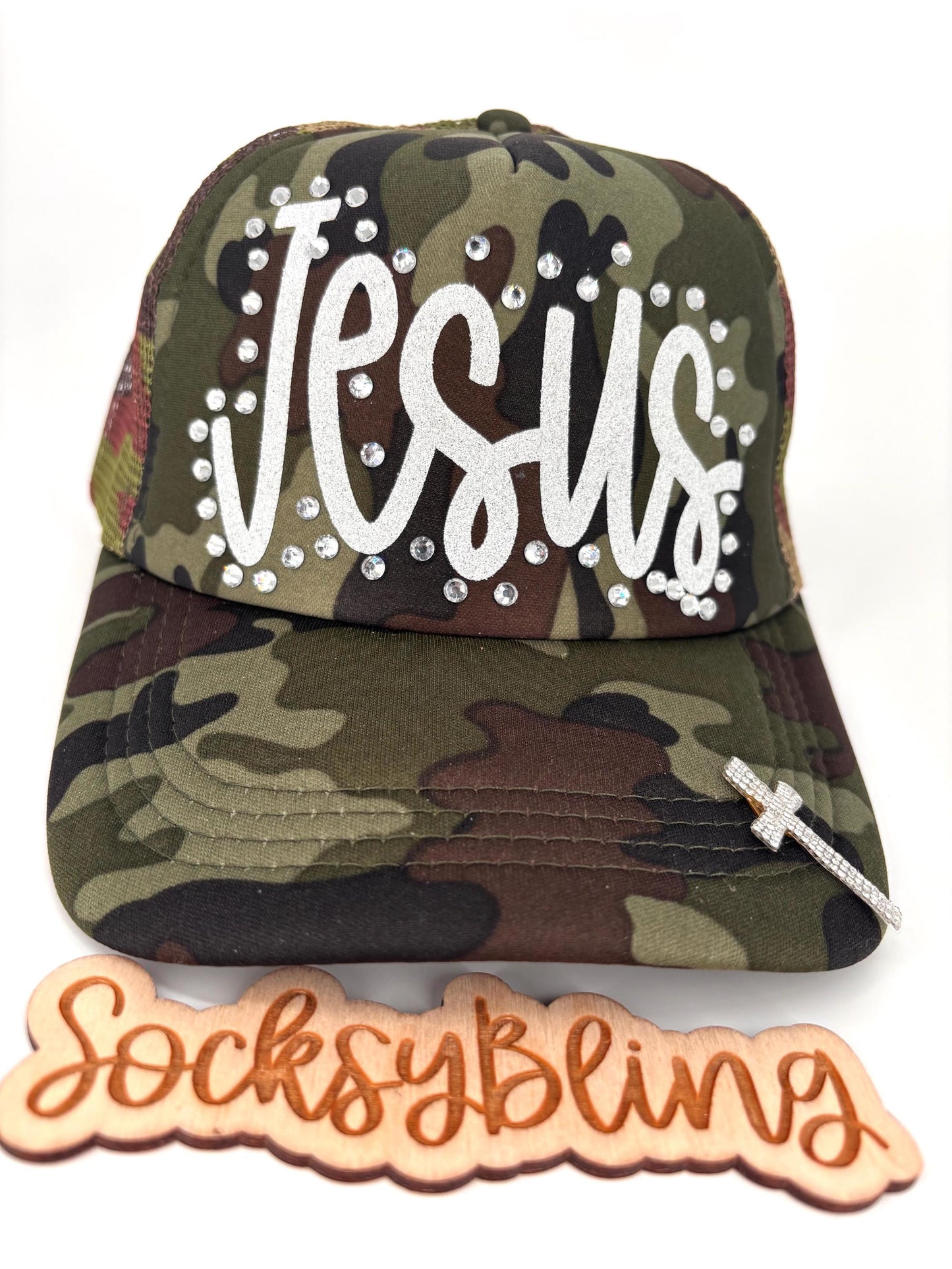 Jesus Trucker Hat | Christian Hat | Faith Hat | Camo Jesus Hat | Glitter Jesus Cap | Religious Gift
