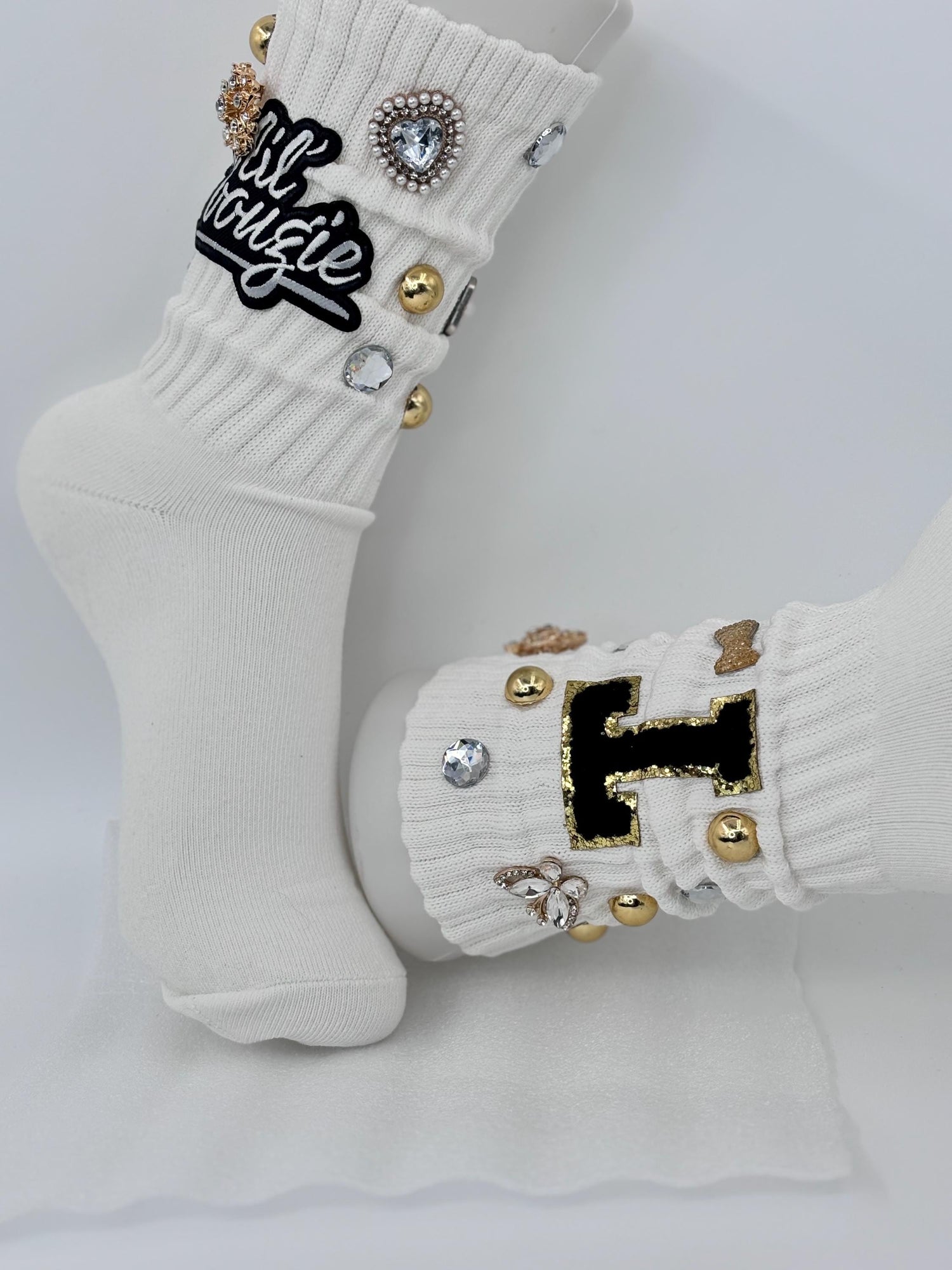 Personalized Initial Bling Socks| Bougie Junk Socks| Custom Junk socks
