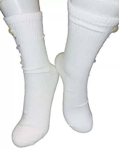 Religious Make Dua Bling Pearl Socks, Rhinestones, Muslim, Muslimah, Prayer Crew socks, Handmade
