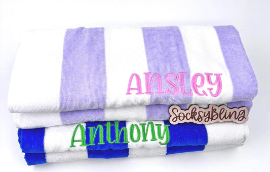 Personalized Kids Cabana Towel| Embroidered Beach Towel| Pool Towel| Camp Towel Nap Towel