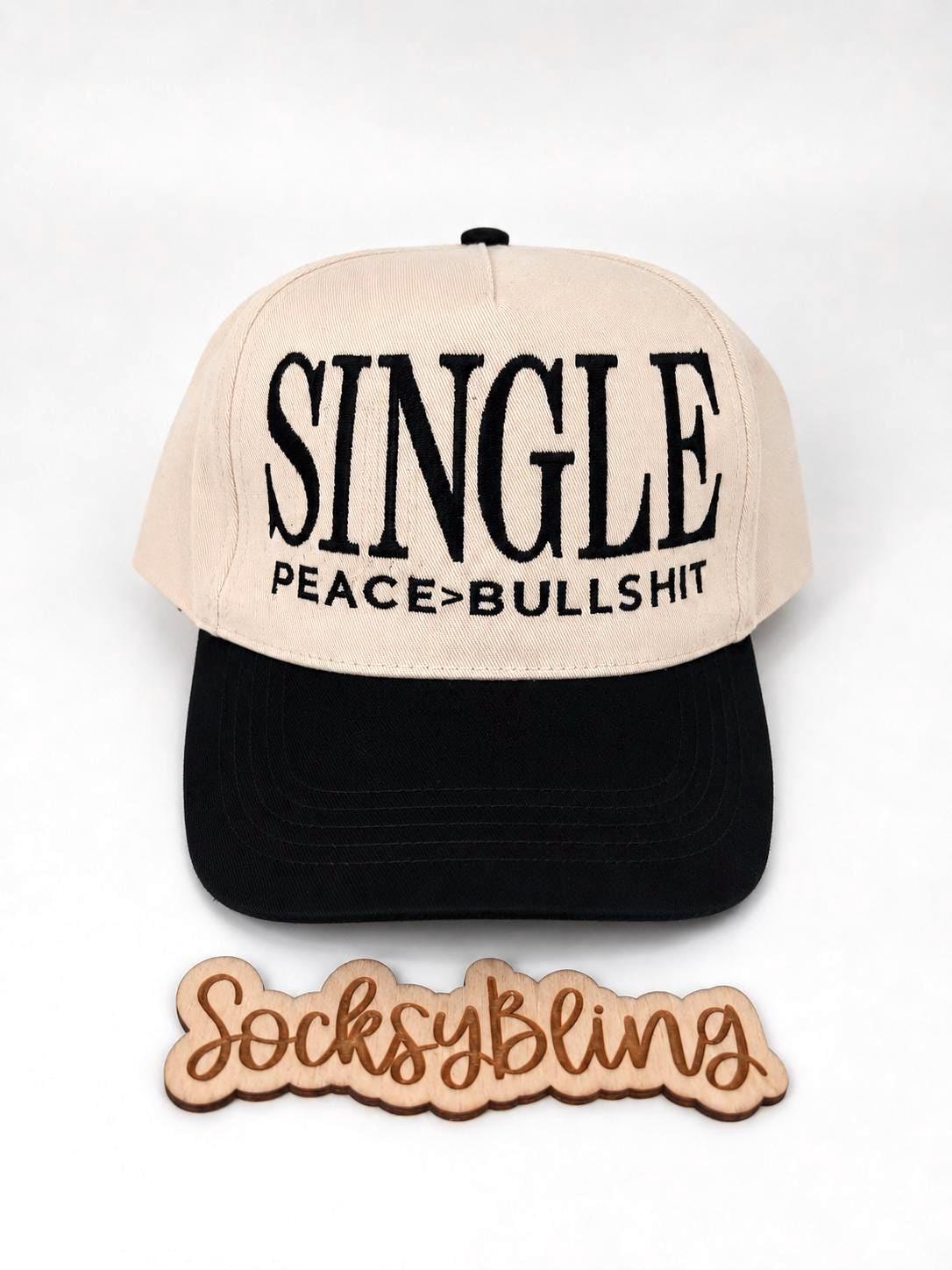 Single Peace Over Bullshit Trucker Hat| Embroidered Statement Hat| Statement Hat| Streetwear Cap| Adjustable Snapback Hat