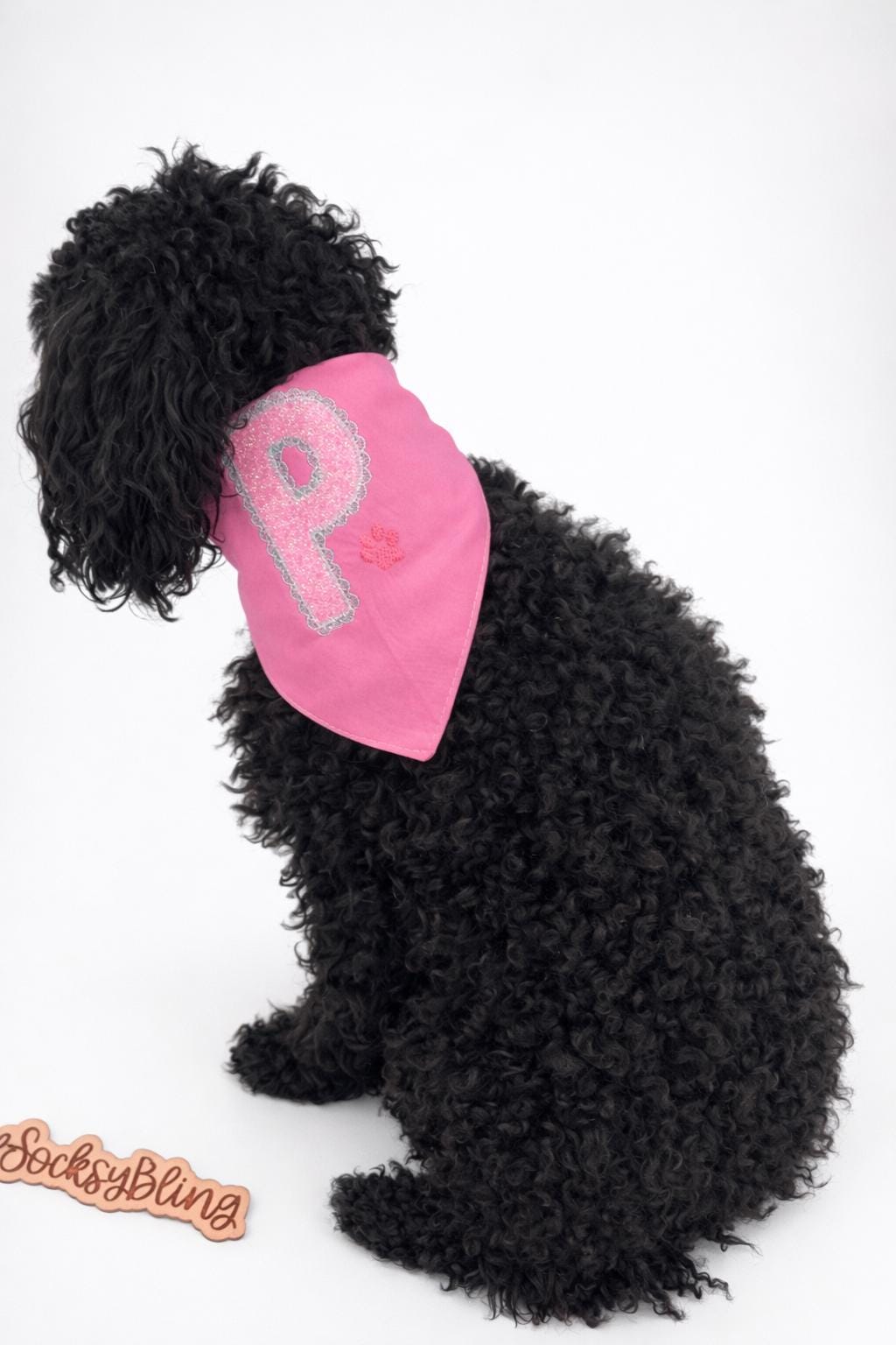 Custom Dog Glitter  Initial Bandana (PRE-ORDER | Personalized Pet Bandana | Embroidered Letter Dog Scarf Embroidered Initial Dog Bandana