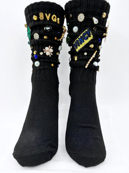Handmade Bling Socks, St. Vincent & Grenadines Caribbean Design