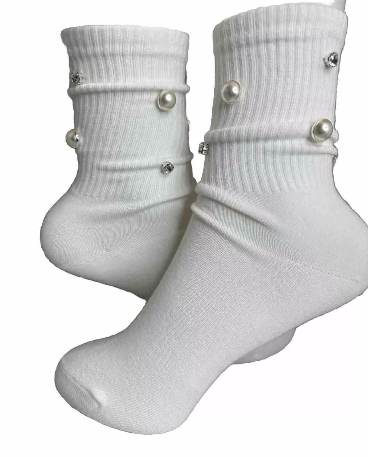 Hand- Sewn Embellished Initial Socks (6-10), Gems Bling Socks