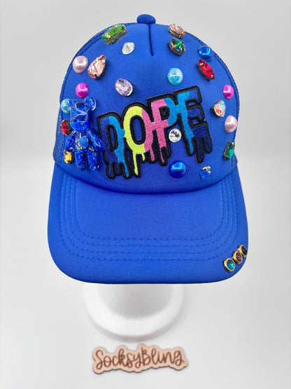 Dope Blinged- out Trucker Hat, Jumk Hat| Cute Trucker Hat| Glam Streetwear Cap