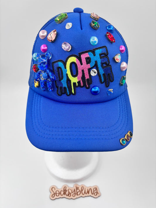 Dope Blinged- out Trucker Hat, Jumk Hat| Cute Trucker Hat| Glam Streetwear Cap