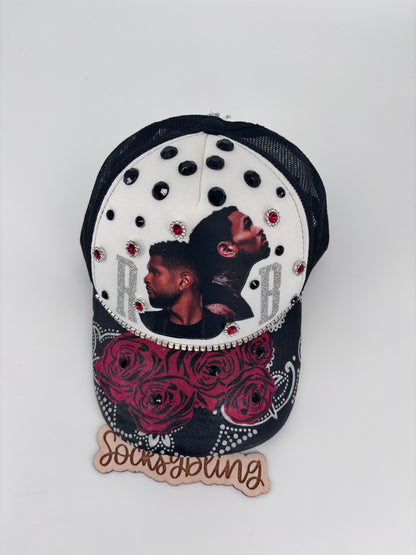 R and B Trucker Hat – Snapback | Glam R &B Tour Cap | Handmade  Concert Outfit| Bandana Brim (Copy)