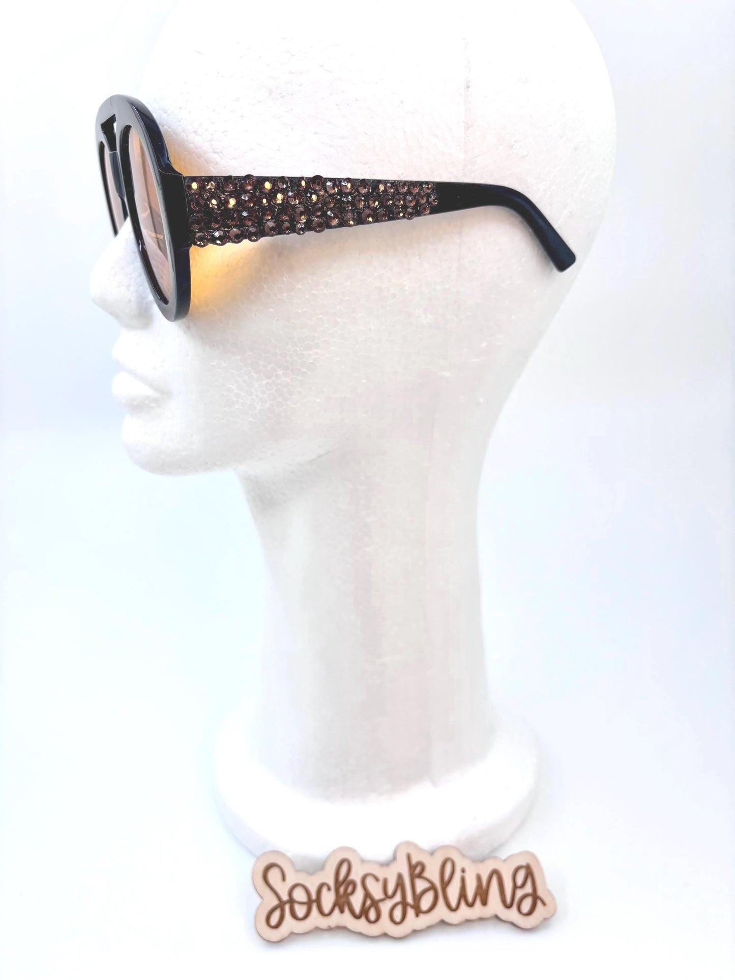Bling Sunglasses with Amber Lenses | Rhinestone Oversized Shades | Streetwear Glam Eyewear