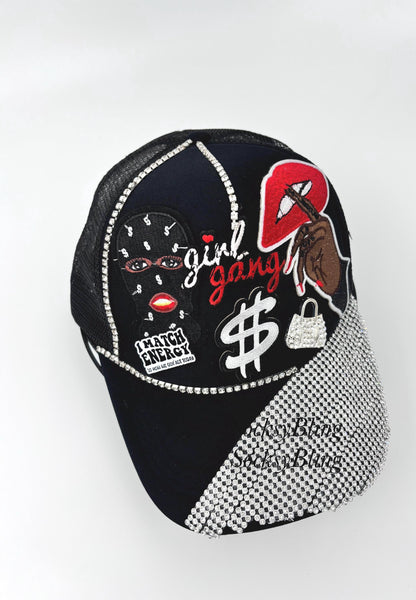 Rhinestone Brim Trucker Hat, Girl Gang Patches, Blinged-Out Glam