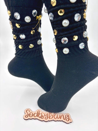 Black Embellished Black Socks| Glam Socks| Junks Socks