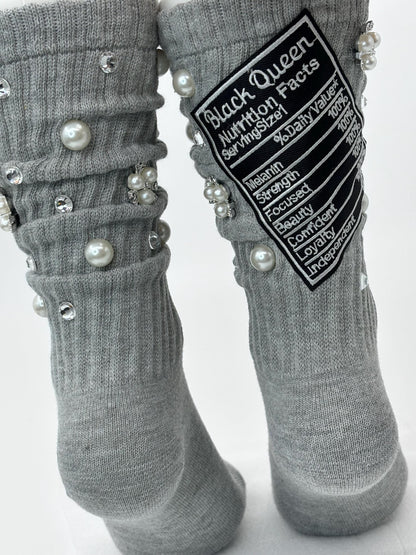 Sassy AF Bling Pearl Socks| Junks Socks Patch | Statement Girl Socks | Streetwear Dri