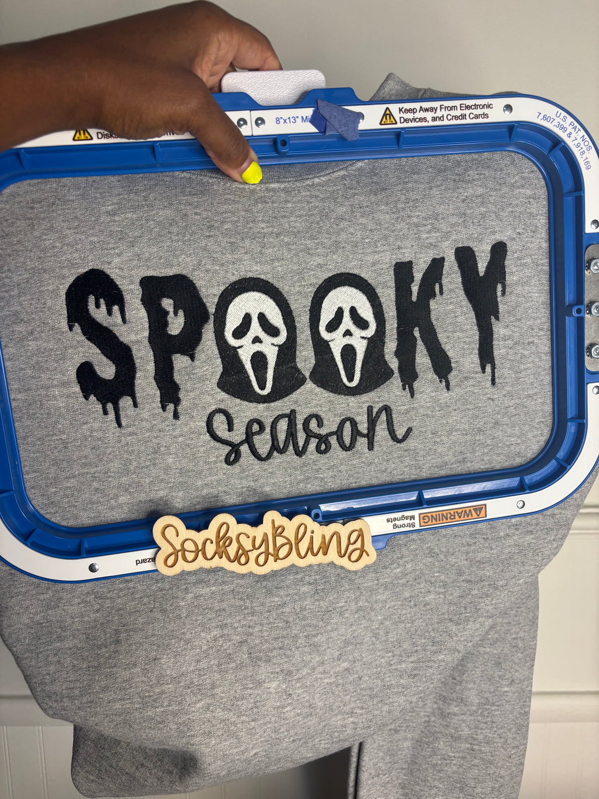 Spooky Season Ghost Face Embroidered Crewneck| Glow In The Dark