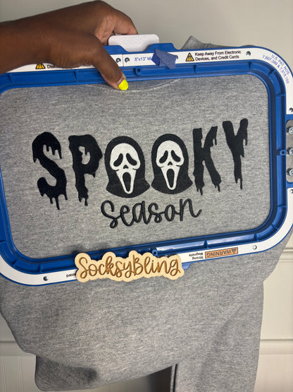 Spooky Season Ghost Face Embroidered Crewneck| Glow In The Dark