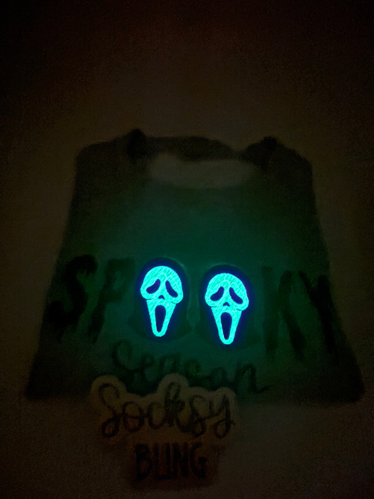 Spooky Season Ghost Face Embroidered Crewneck| Glow In The Dark