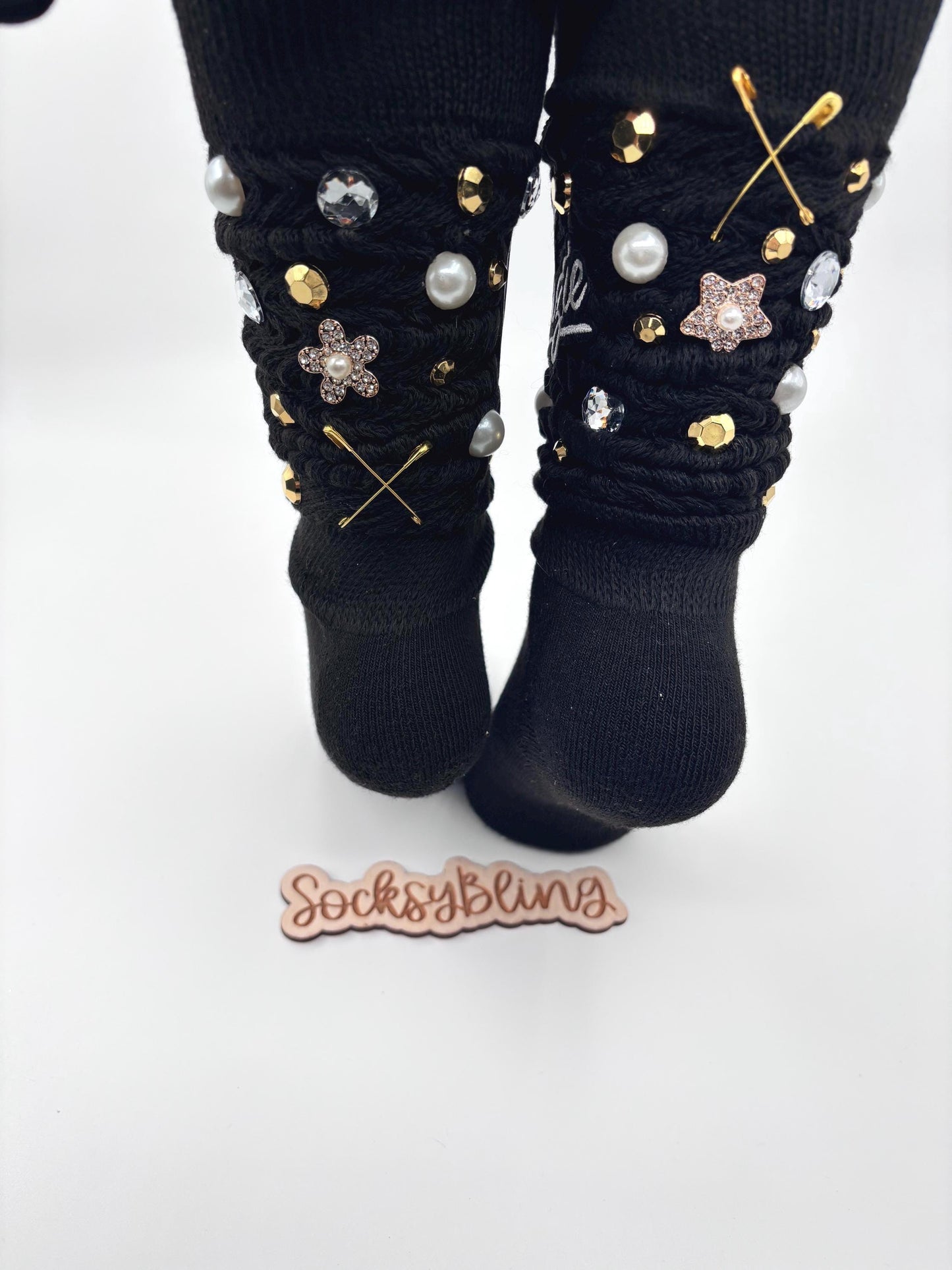 Black Embellished Black Socks| Glam Socks| Junks Socks