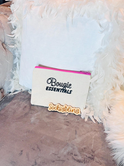 Bougie Essentials Zipper Pouch – Pink Zipper Makeup Bag| Glam Cosmetic Bag |Travel Toiletry Pouch