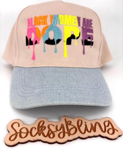 Embroidered Trucker Hat | Black Women Dope Drip Font Snapback, Streetwear Cap