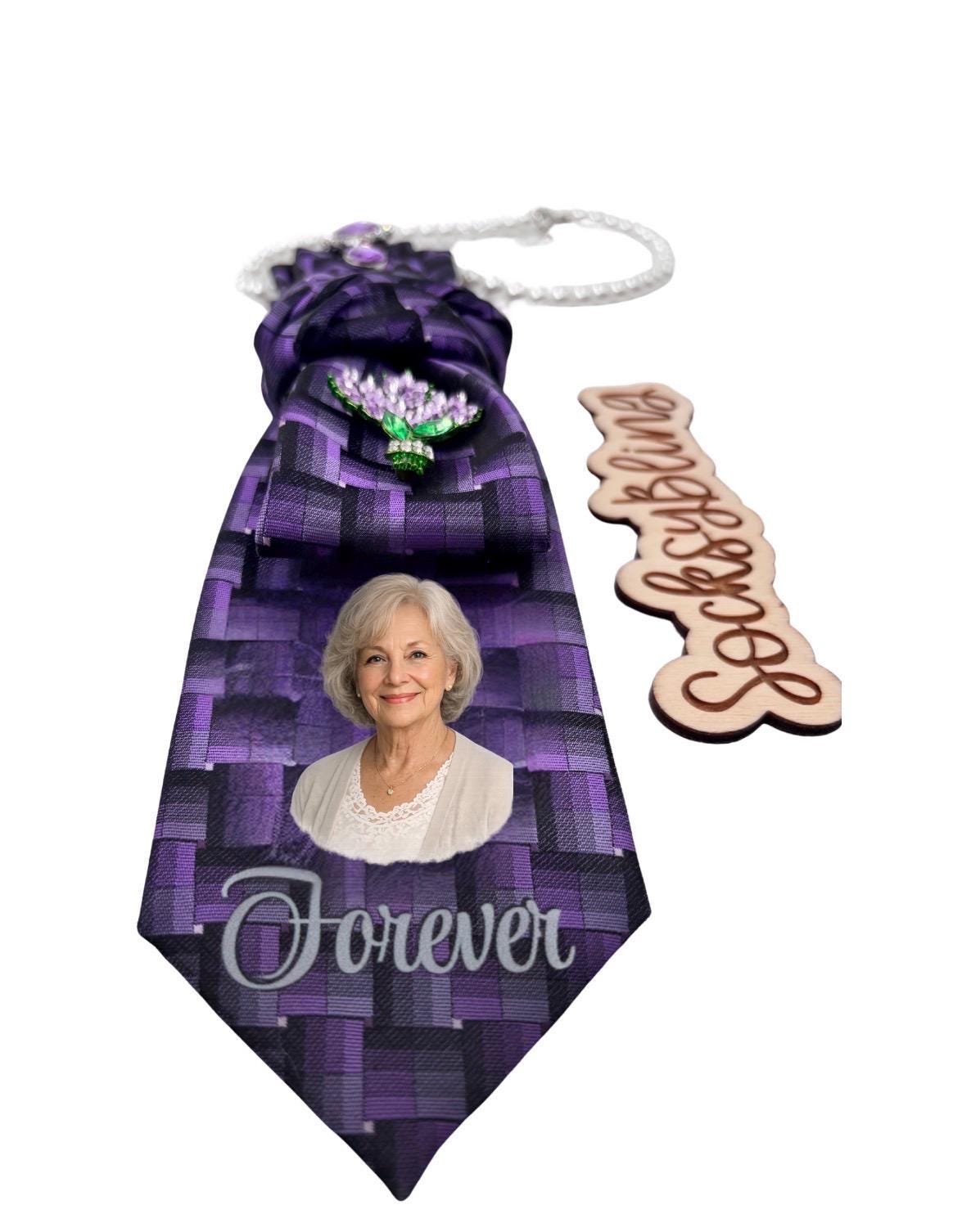 Memorial Tie – Pre-Knotted Photo Keepsake | In Loving Memory Tie | Custom Remembrance Necktie| Necklace