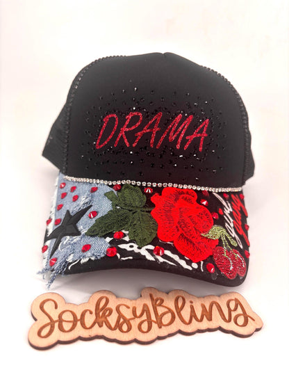 Am I The Drama Bling Trucker Hat| Junk hat| Bling Hat