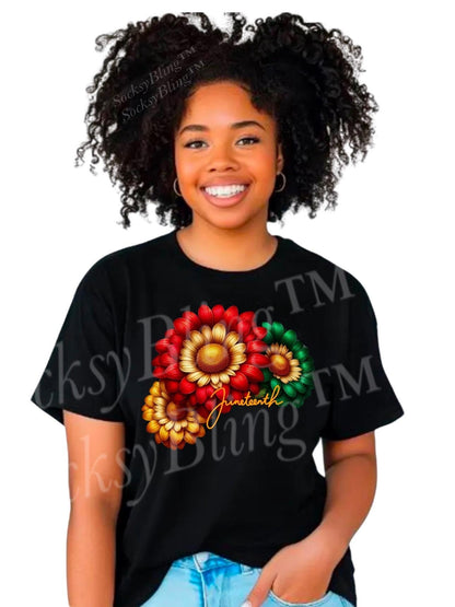 Juneteenth Daisy Shirt| Black Independence Tee| Black Freedom Shirt