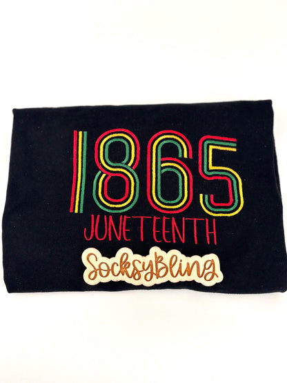 Embroidered Juneteenth 1865 Shirt| Black Independence Tee| Black Freedom Shirt