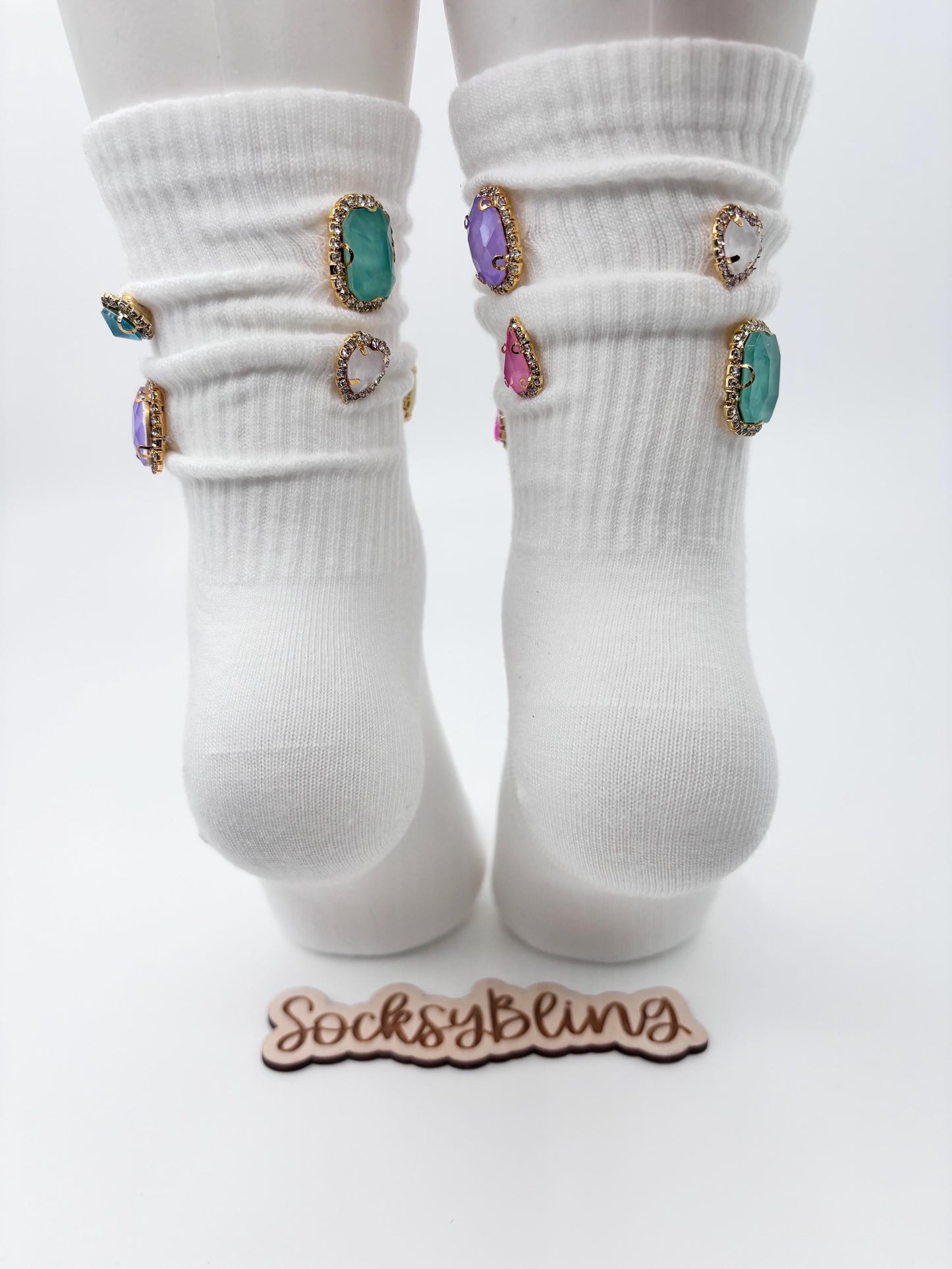 Chunky Gem Statement Socks (6-10)| Y2K Glam Crystal Bling