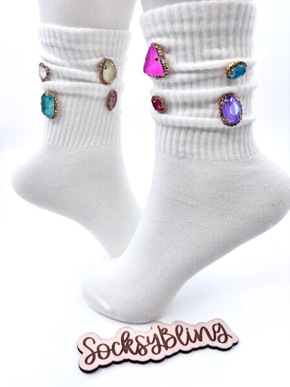 Chunky Gem Statement Socks (6-10)| Y2K Glam Crystal Bling