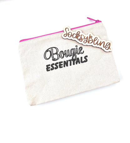 Bougie Essentials Zipper Pouch – Pink Zipper Makeup Bag| Glam Cosmetic Bag |Travel Toiletry Pouch