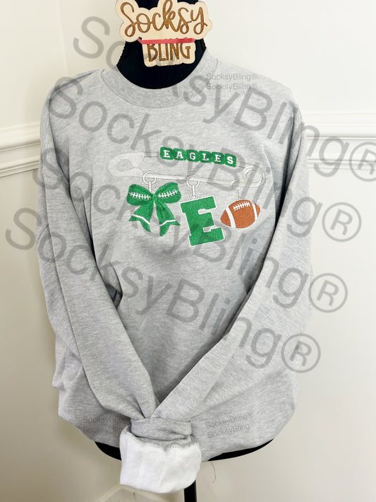 Embroidered Safety Pin Charm Sweatshirt