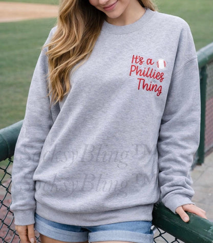 Embroidered Philly Glitter Baseball| Embroidered Sweatshirt| Philadelphia Sports| Philadelphia Fan Gift