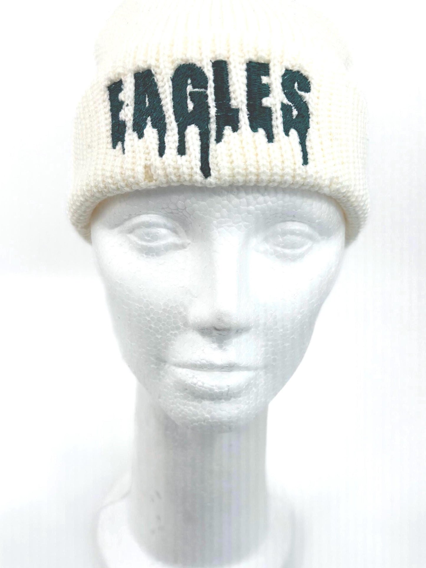 Embroidered Eagle Drip Bling Beanie| Distressed fisherman Beanie|Philly Glam Hat