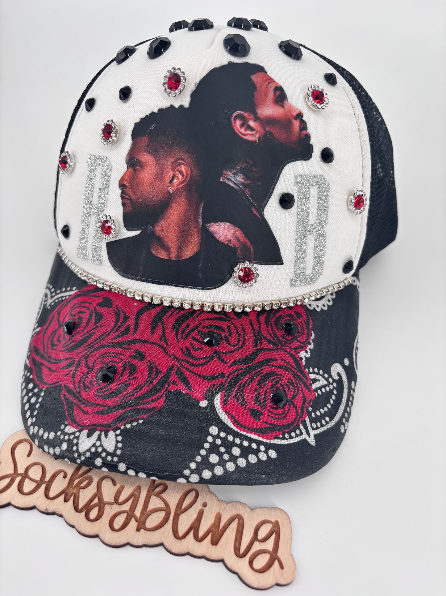R and B Trucker Hat – Snapback | Glam R &B Tour Cap | Handmade  Concert Outfit| Bandana Brim (Copy)