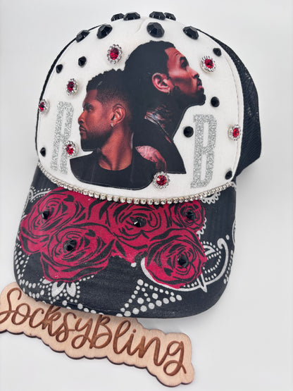 R and B Trucker Hat – Snapback | Glam R &B Tour Cap | Handmade  Concert Outfit| Bandana Brim (Copy)