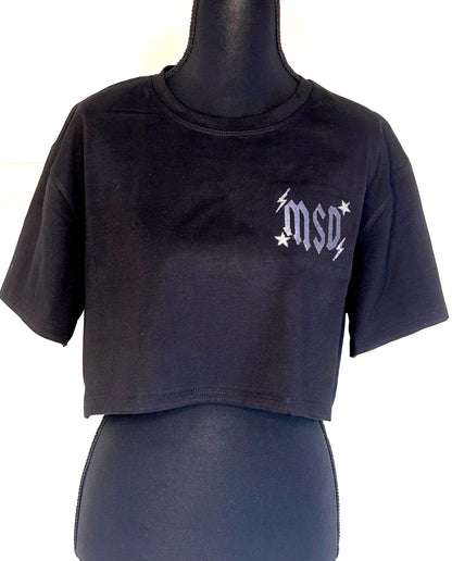 Custom Monogram Embroidered Rocker Crop Topt, Edgy T-Shirt, Personalized Initial Top