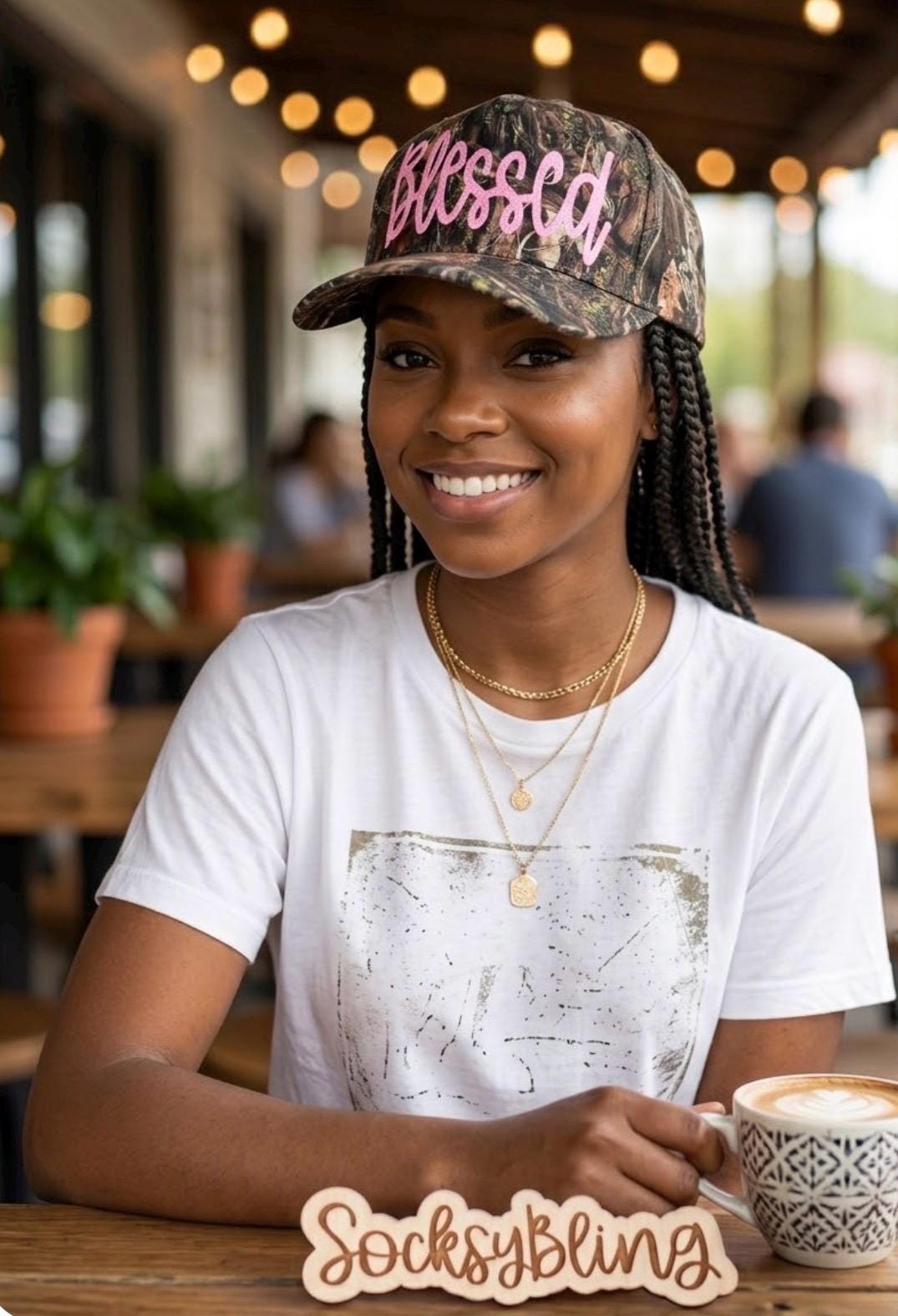 Camo Glitter Blessed Trucker Hat| Bling Faith Hat