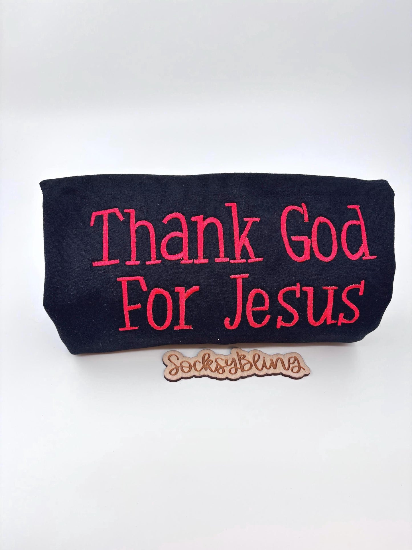 Thank God For Jesus Embroidered Sweatshirt | Christian Faith Wear| Red Letter Embroidery | Gospel Streetwear | Unisex Crewneck Gift
