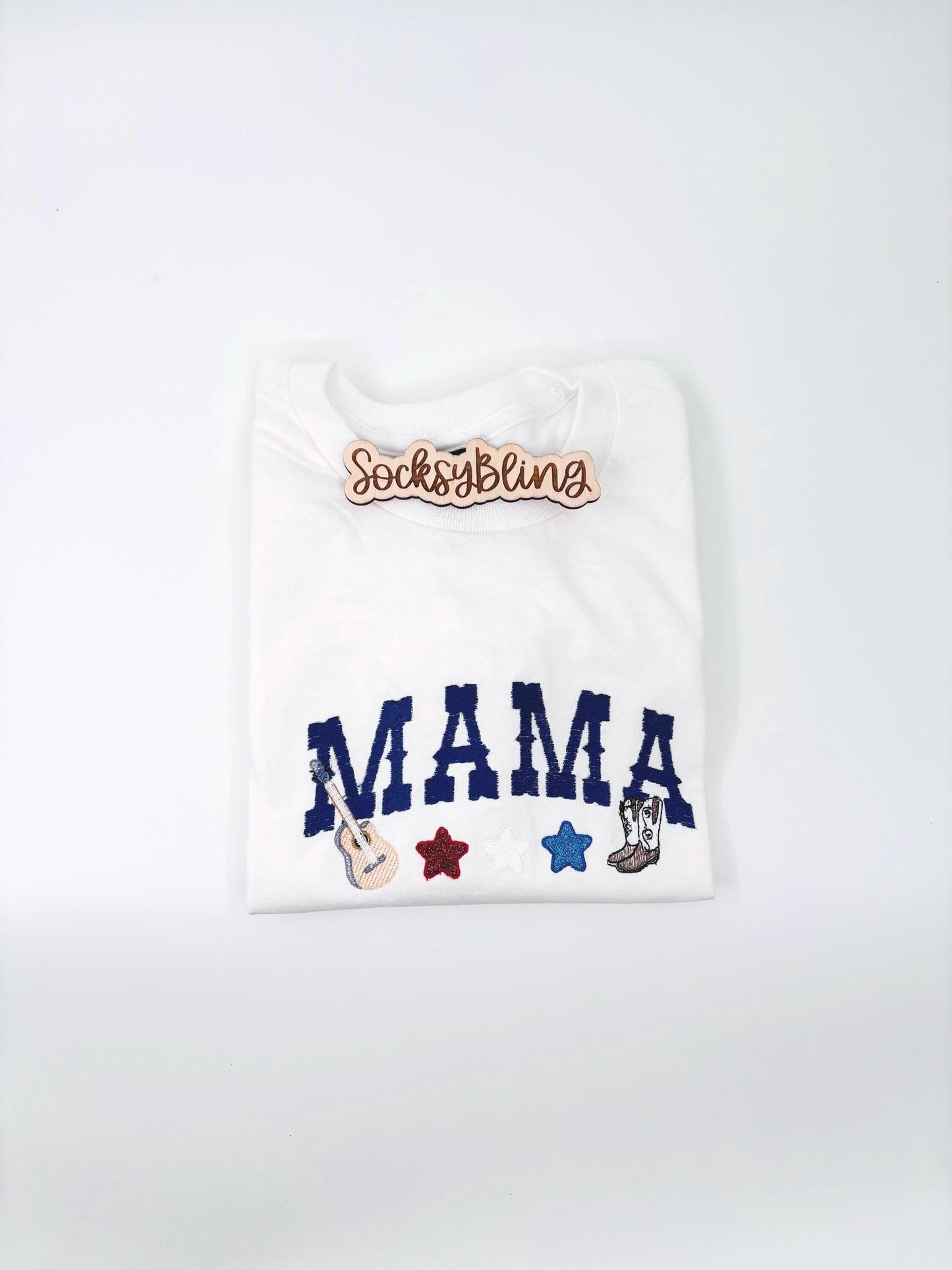 Embroidered Mama Country Shirt| 4th of July Celebration| Western Sketch Mama Tee| Mothers Day Gift