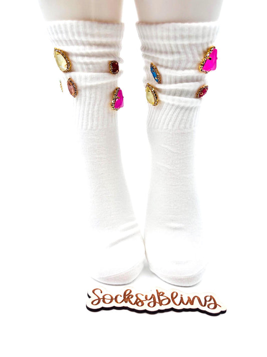 Chunky Gem Statement Socks (6-10)| Y2K Glam Crystal Bling