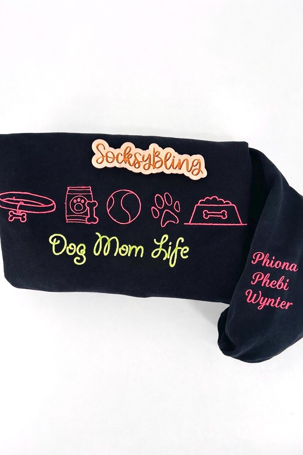 Dog Mom Life Embroidered Sweatshirt | Custom Dog Mom Crewneck | Personalized Pet Lover Gift