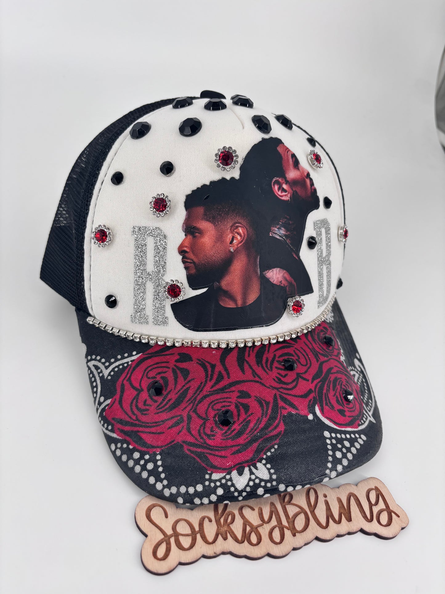 R and B Trucker Hat – Snapback | Glam R &B Tour Cap | Handmade  Concert Outfit| Bandana Brim (Copy)
