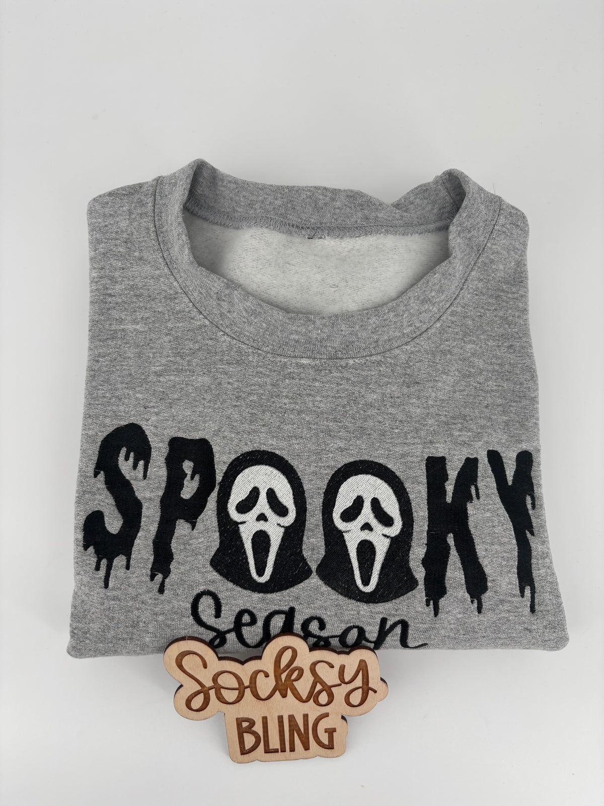Spooky Season Ghost Face Embroidered Crewneck| Glow In The Dark