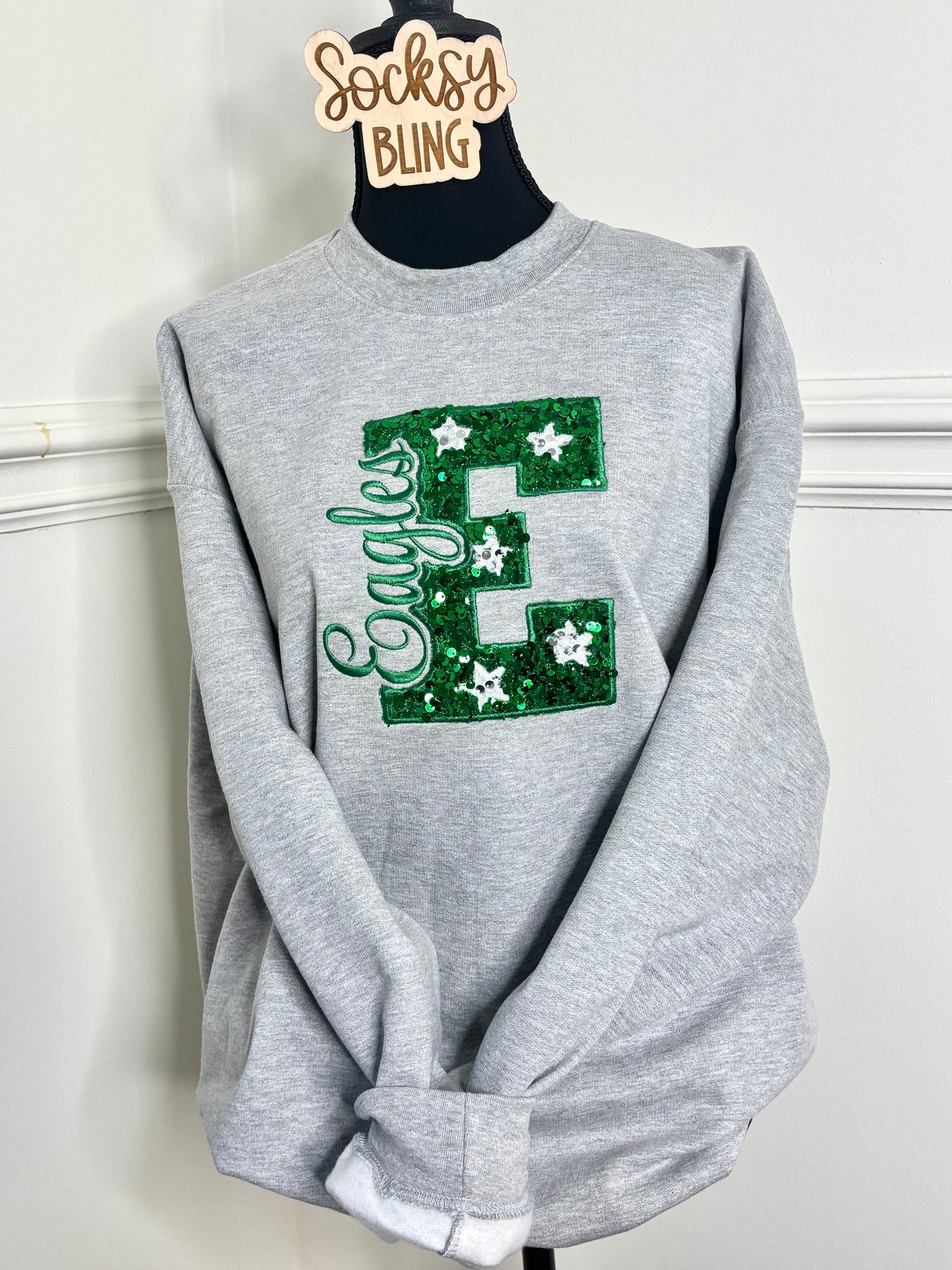 Custom Eagles Sequin Stars Appliqué Sweatshirt