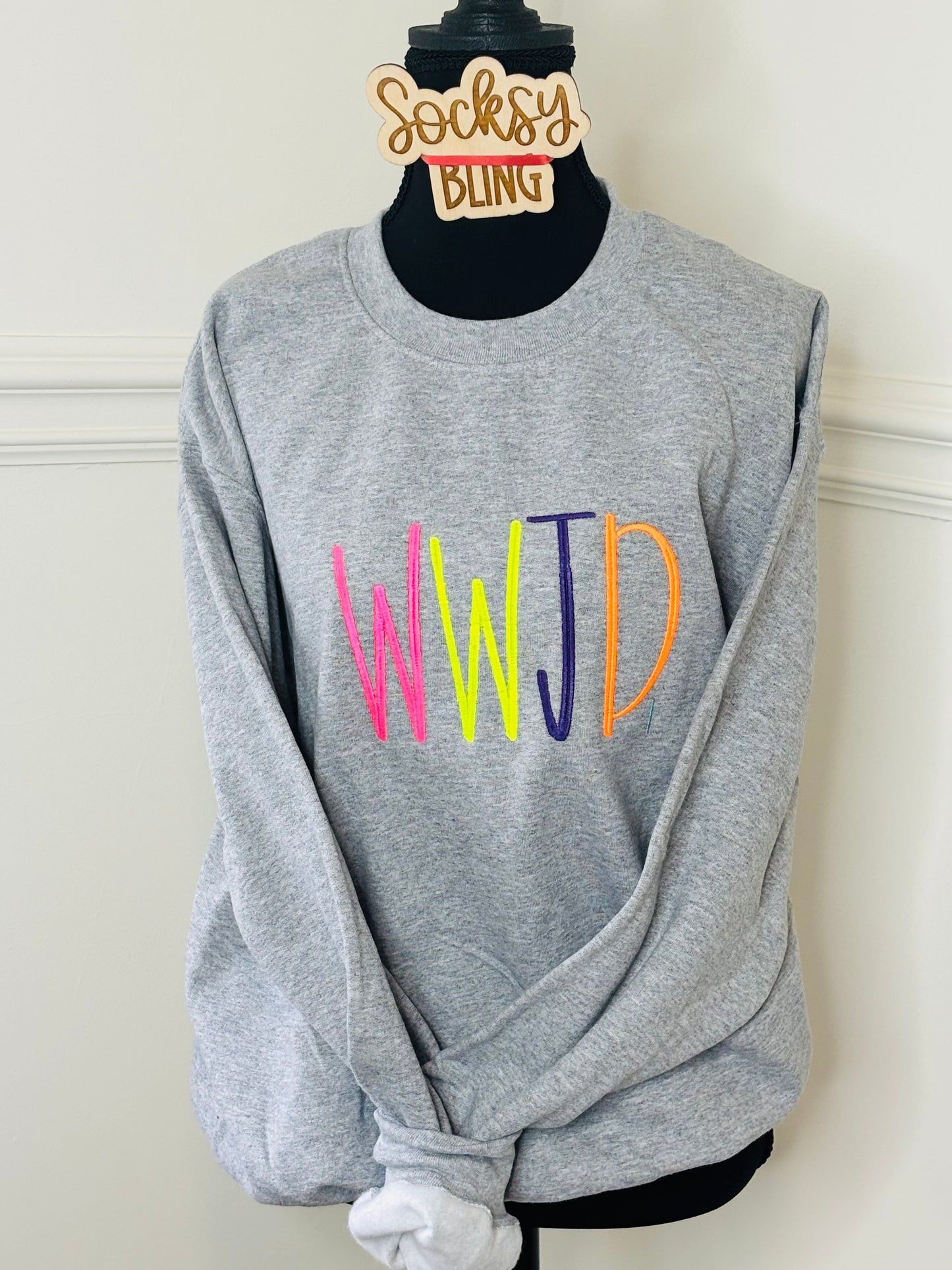 Embroidered WWJD Sweatshirt| What Would Jesus Do?
