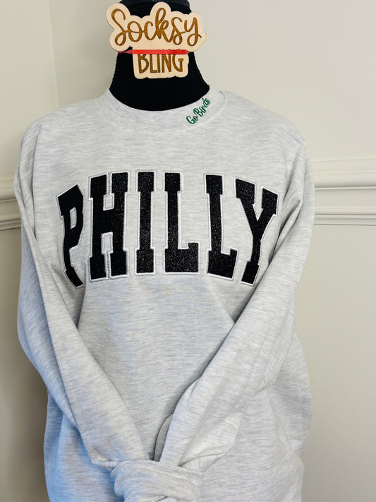 Embroidered Glitter Philly Sweatshirt